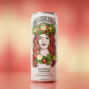 GREATER THAN Strawberry Lemonade, coconut water and real fruit juice with electrolytes, single can, front view